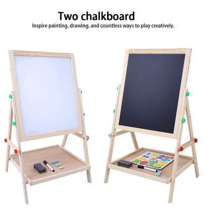 Glabrous And Stingless Standing Art Wooden Board 2 In 1 Double Side Drawing Board, Art Wooden Drawing Board, High Stability Kids Child For Baby