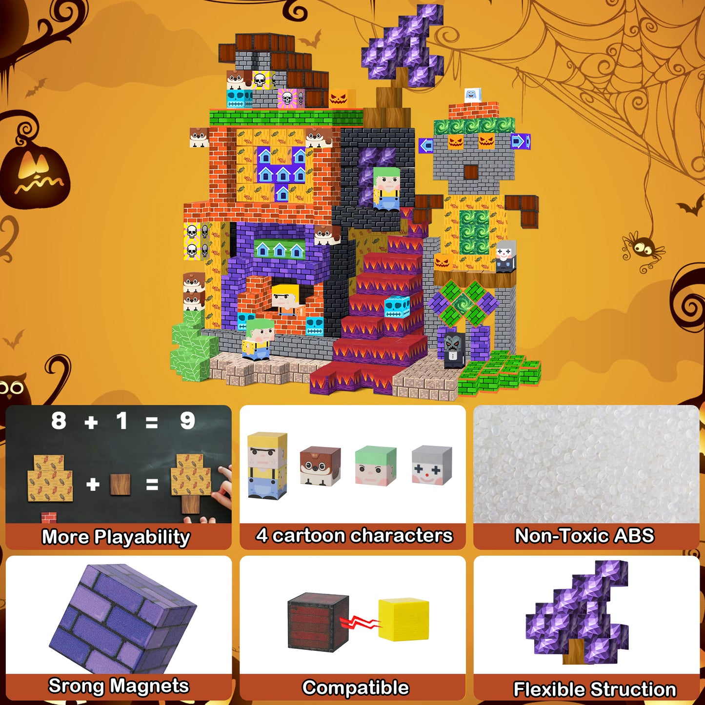 Crtynell 100PCS Magnetic Blocks - Build a Fantastic Adventure World Set for Boys & Girls Age 3-5 6-8, Sensory Toys for Toddlers Birthday Christma Gifts for 3+ Years Old Girls Boys