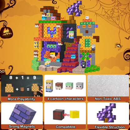 Crtynell 100PCS Magnetic Blocks - Build a Fantastic Adventure World Set for Boys & Girls Age 3-5 6-8, Sensory Toys for Toddlers Birthday Christma Gifts for 3+ Years Old Girls Boys