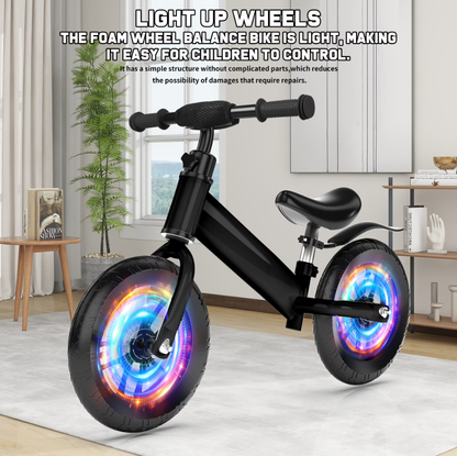 Kids 12'' Balance Bike Ride with Lighting up Wheels No Pedal Bike for Toddlers Age 2-5