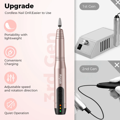 Portable Electric Nail File with 11 Nail Drill,Manicure Pedicure Polishing Tools for Home Salon Use