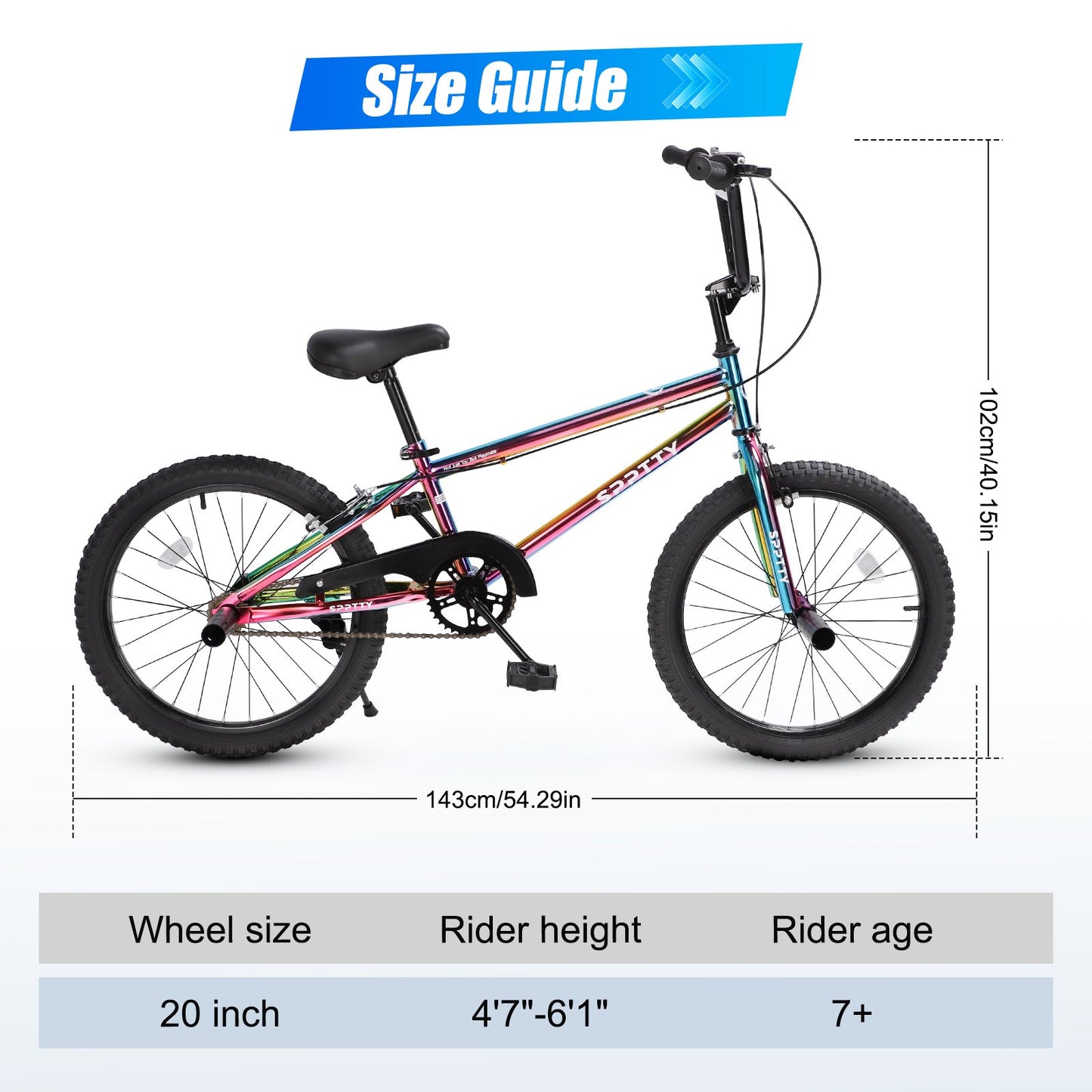 20" Freestyle BMX Bike with 4 Pegs,Kids Bicycle for Teen Beginner, Age 7-14 Years