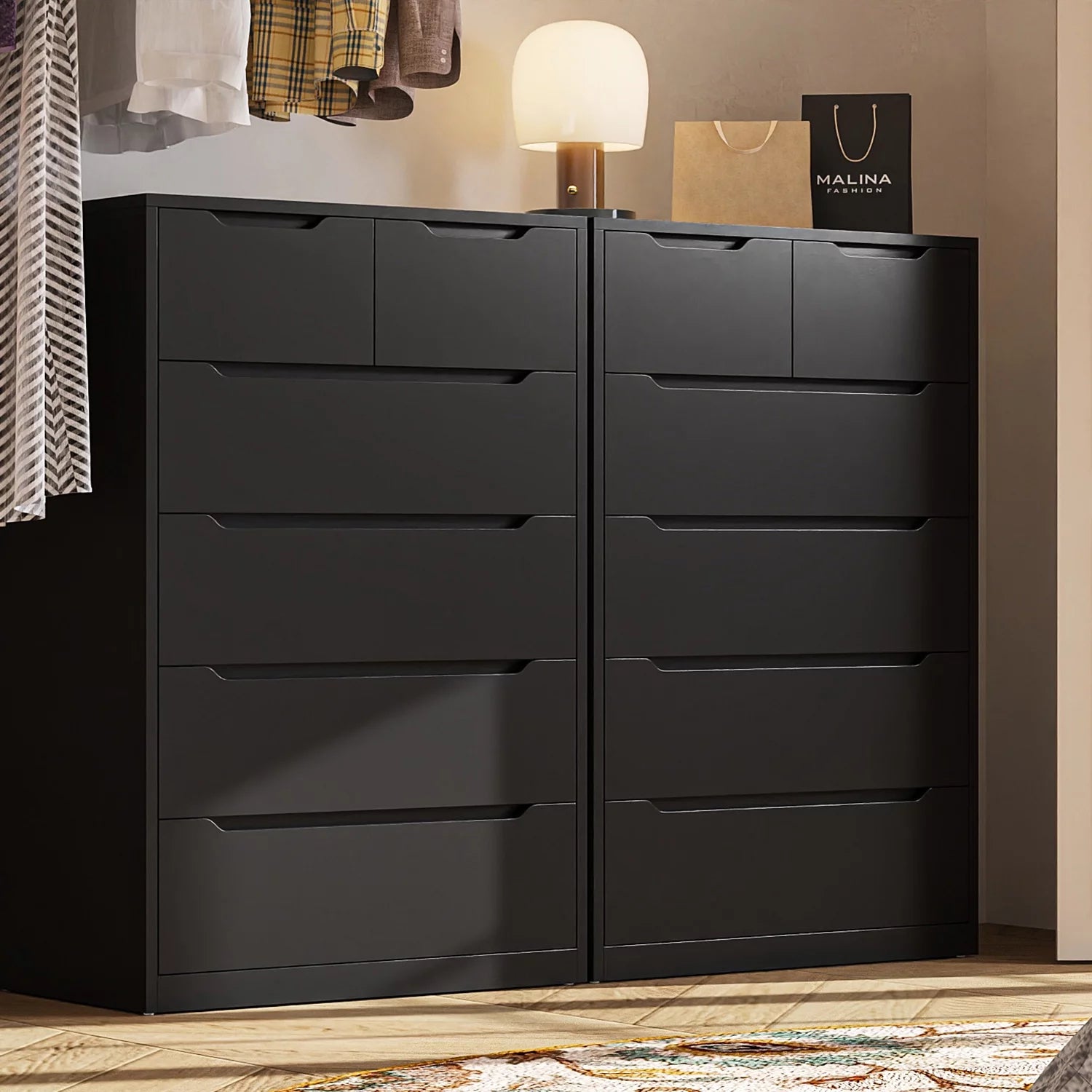 black tall dresser for bedroom EnHomee Dressers with 15 Drawers with LED Lights &Charging Station,39"L x 12"W x 51"H Elevate your living space with tall black dresser COWMOU Tall Dresser for Bedroom