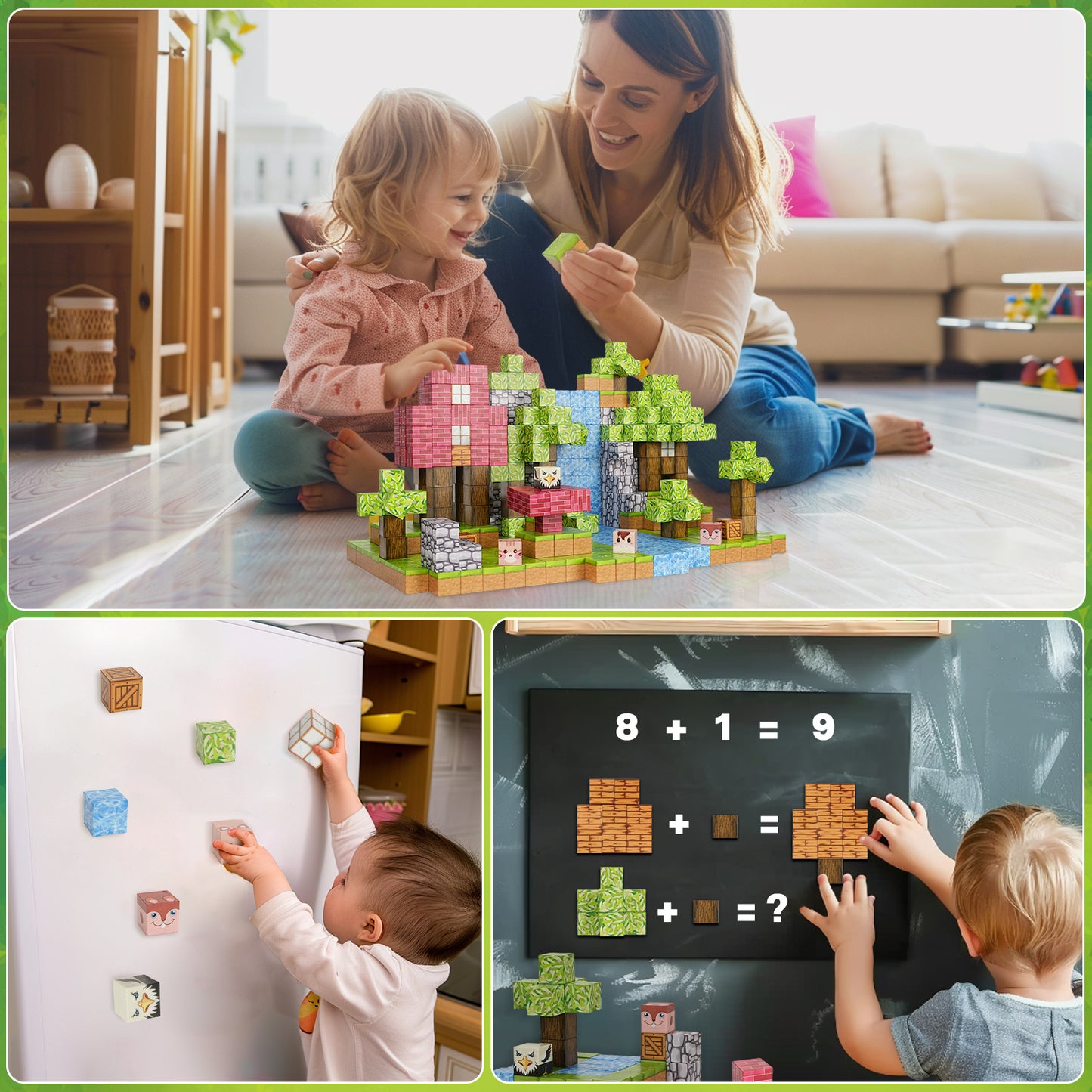 100PCS Magnetic Blocks-Build Mine Magnet World Set for Boys & Girls Age 3-5 6-8, Sensory Toys for Toddlers Gifts for 3+ Years Old Girls Boys