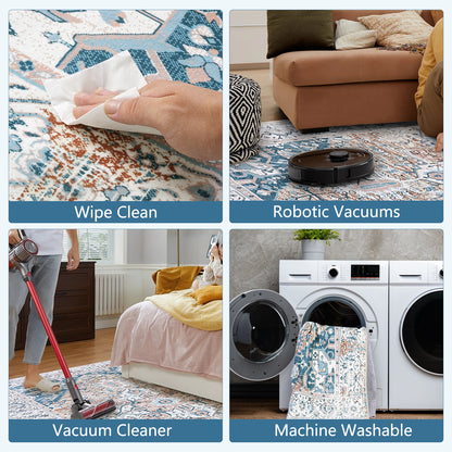 DOMQGA 5'x7' Area Rugs Modern Stylish Large Machine Washable Rugs for Living Room,Dining or Bedroom Foldable Home Decor Soft Nonslip Carpet