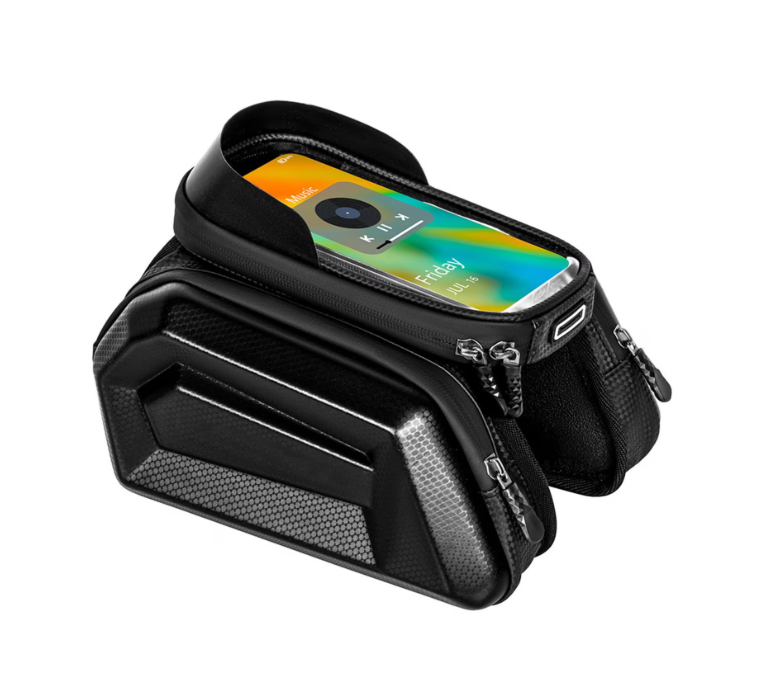 Mountain Bike Frame Bag Top Tube Bike Bag PU PVC EVA Rainproof Saddle Bag for Riding Double Bag Sensitive Touch Screen Bike Phone Bag