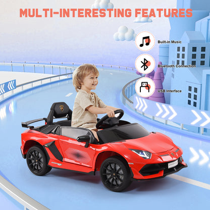 Electric Car for Kids 12V Licensed Lamborghini Sports Car ,Kids Toys with Remote Control, MP3 Player, LED Headlights & Hydraulic Doors