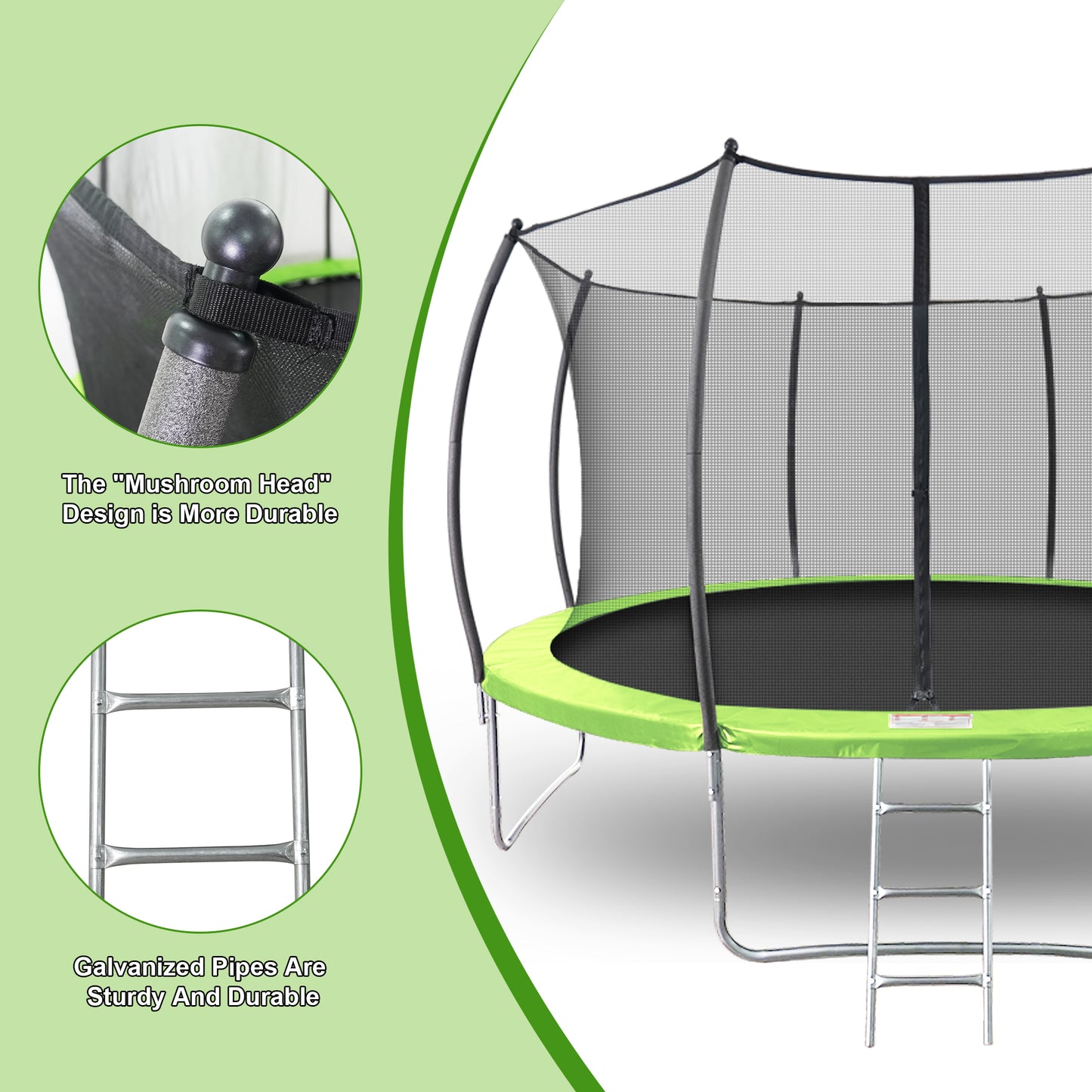 12FT Trampoline High-Durability Backyard Trampoline with Enclosure Net and Ladder, Perfect for Kids and Adults, 1000lbs Weight capacity