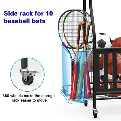 Garage Storage System, Garage Organizer with Baskets and Hooks, Sports Equipment Organizer for Sports Gear/Toys