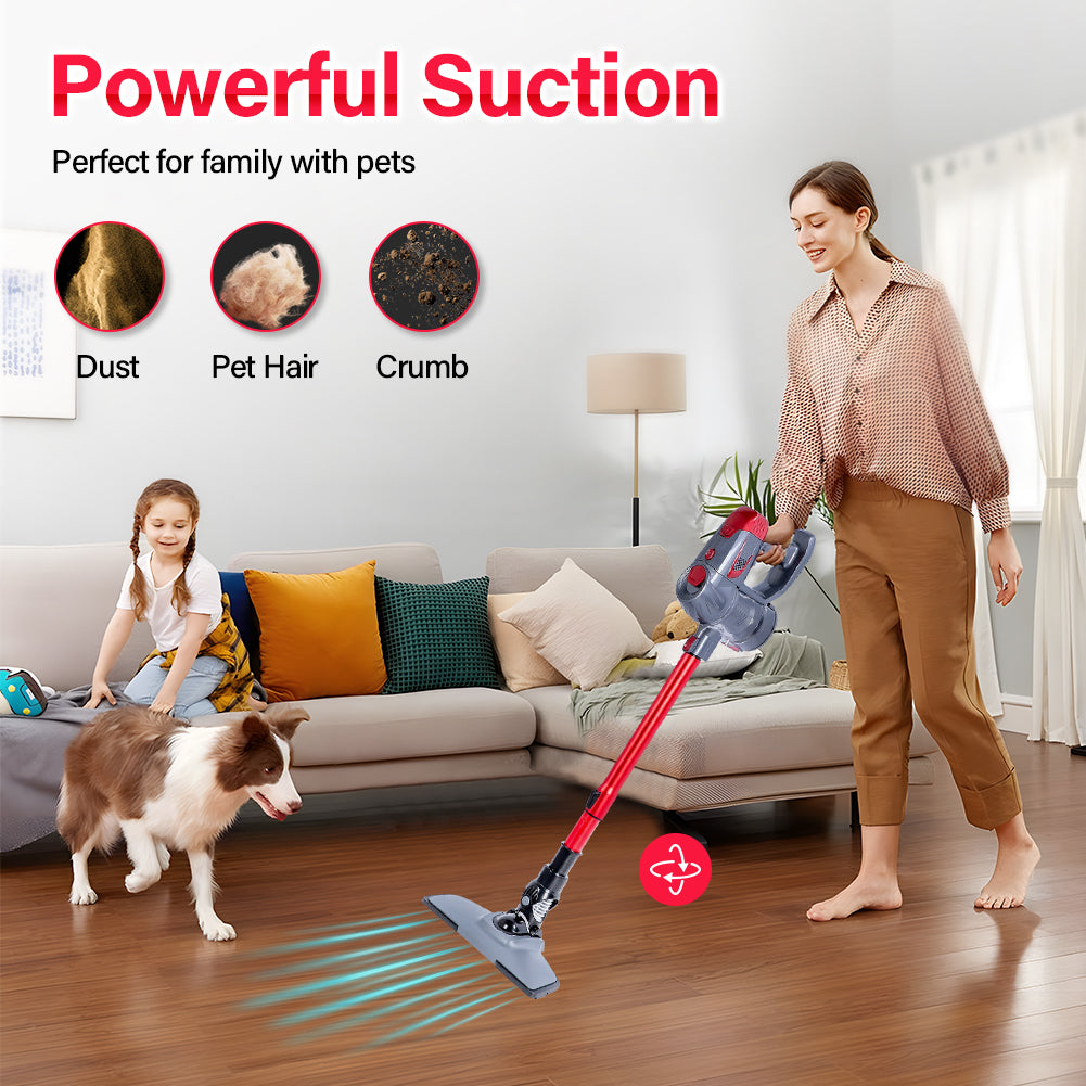 Cordless Vacuum Cleaner, Stretchable 9 In 1 Stick Vacuum with Mite Removal Brush, 15KPA Powerful Suction Vacuum with 2200mAh Detachable Battery & Wall Hanging Holder