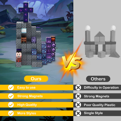 Crtynell 100PCS Magnetic Blocks - Build Lava Cave World Set for Boys & Girls Age 3-5 6-8, Sensory Toys for Toddlers Birthday Christma Gifts for 3+ Years Old Girls Boys