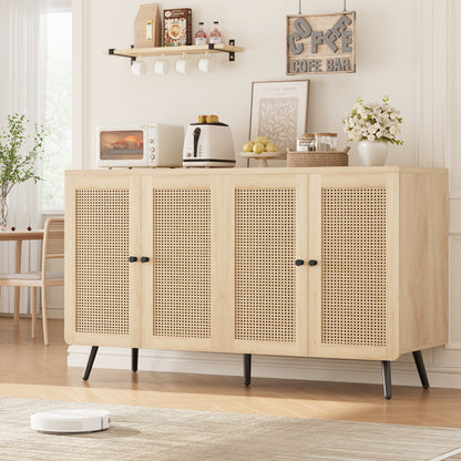 Kitchen Buffet Sideboard Cabinet, 3 Drawers Farmhouse Coffee Bar Storage Cabinet with Adjustable Shelf, White-5539725456