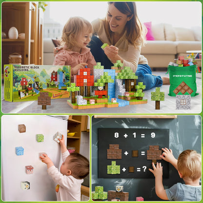 Crtynell 100PCS Magnetic Blocks-Build Magnet World Set for Boys & Girls Age 3-5 6-8, Sensory Toys for Toddlers Birthday Gifts for 3+ Years Old Girls Boys