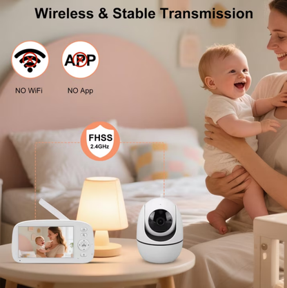 Baby Monitor No WiFi Upgrade with Camera and Audio 5 Inch LCD Screen 720P with 360° Pan Tilt 2X Zoom Night Vision 35hrs Standby Time for Multi Room Monitoring