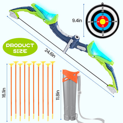 Crtynell Children'S Bow And Arrow Set With Led Flash, 3 Suction Cup Arrows, 1 Quiver And 1 Target. Indoor And Outdoor Archery Set Toy Gifts For Boys And Girls Aged 4-12 Years Old