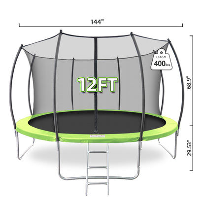 12FT Trampoline High-Durability Backyard Trampoline with Enclosure Net and Ladder, Perfect for Kids and Adults, 1000lbs Weight capacity