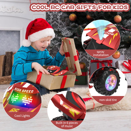 Loewten Remote Control Car,RC Stunt Cars Dancing Car with Spray and Colorful Light for Kids Christmas Birthday Gift,Red