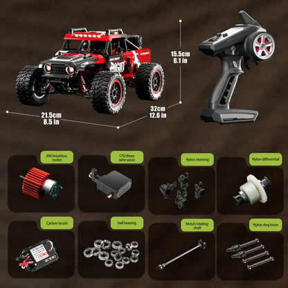 RC Cars 1:14 4WD High Speed Remote Control Truck 60+km/h Fast All Terrain Off Road RC Truck Toy Gifts for Kids Adults, 2 Batteries