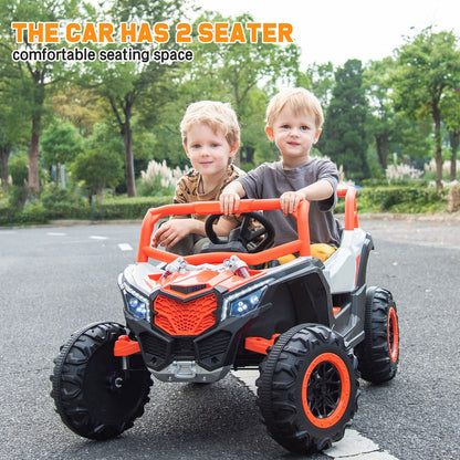 24V Ride on Toys with Remote Control,4WD Ride on Car for Kids, Electric UTV with PU Leather 2 Seater,3-8Years