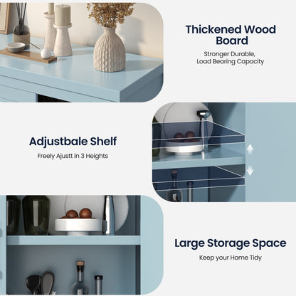 LAFGUR Buffet Sideboard Cabinet,Wood Kitchen Storage Cabinet with Adjustable Shelves,Modern Farmhouse Coffee Bar Cabinet for Kitchen, Dining Room, White