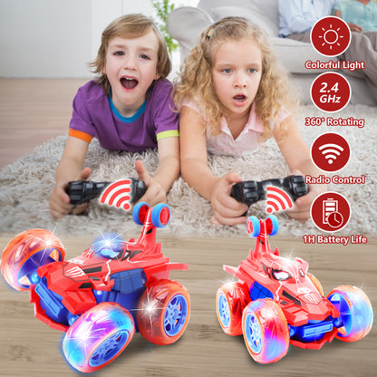 DOMQGA RC Stunt Car,2.4GHz Remote Control Car for Kids Wheels Lights & 360° Flips,for Boys Girls Birthday Gift