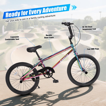 20" Freestyle BMX Bike with 4 Pegs,Kids Bicycle for Teen Beginner, Age 7-14 Years