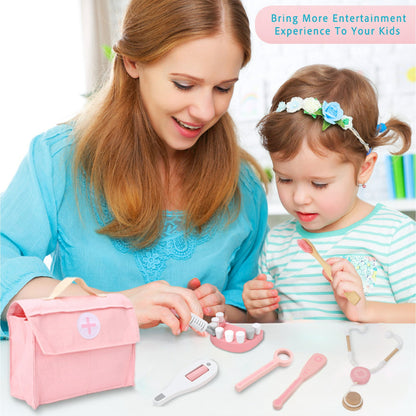 Doctor Kit For Kids, Doctor Playset, Pretend Doctor Kit Dentist Medical Kit With Stethoscope,Gift For 3 4 5 Year Old Boys And Girls (Pink)