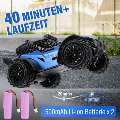 FAGINEY RC Cars with Spray Function 1:18 Off-Road Vehicle with LED Lights, 2 Batteries Included, Remote Control Toy Gift for Kids Adults, Blue