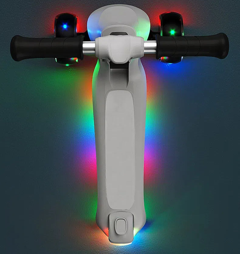 Foldable Electric Scooter for Kids Ages 4+, Thumb Throttle, Flash Deck & 3 Extra Wide Light Up Big Wheels, 3 Heights Adjustable, 5 MPH Safe Speed, Super Lightweight Kick Scooter for Kids