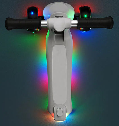 Foldable Electric Scooter for Kids Ages 4+, Thumb Throttle, Flash Deck & 3 Extra Wide Light Up Big Wheels, 3 Heights Adjustable, 5 MPH Safe Speed, Super Lightweight Kick Scooter for Kids