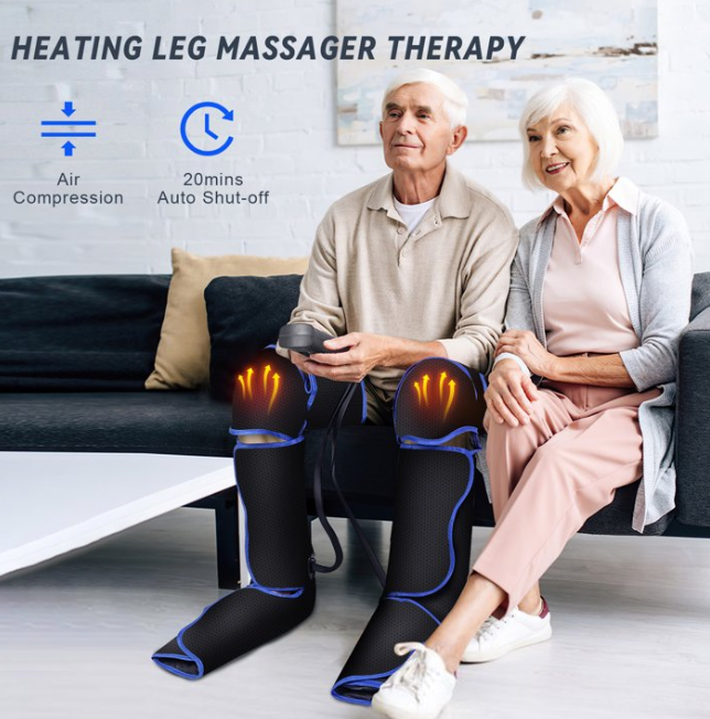 AMONSEE Leg Massager with Heat and Compression, Relaxation and Pain Relief with 6 Modes 3 Vibration