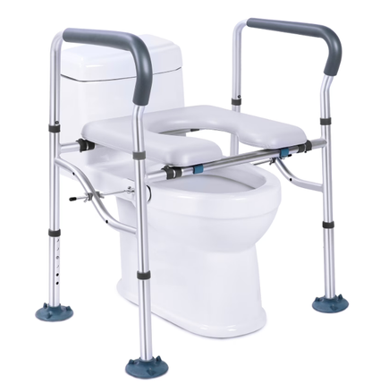 AMONSEE Raised Toilet Seat with Handles 400lbs, Adjustable Safety Toilet Chair for Elderly, Pregnant and Handicap