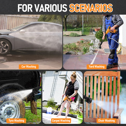 Cordless Pressure Washer, 1000PSI Cordless Power Washer with 33FT Water Hose & Brushless Motor, 4.0Ah Battery & Charger, 6-in-1 Nozzle, 4 Gears Pressure Touch Screen, Powerwasher for Cars/Yard