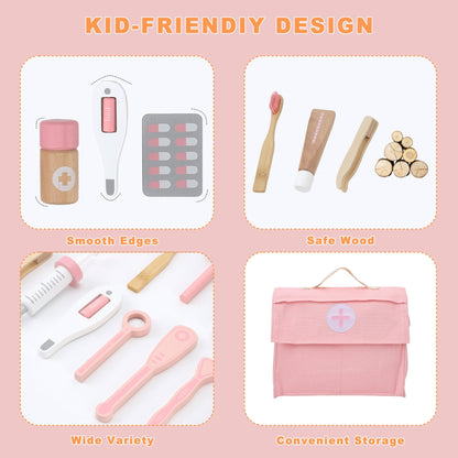 Doctor Kit For Kids, Doctor Playset, Pretend Doctor Kit Dentist Medical Kit With Stethoscope,Gift For 3 4 5 Year Old Boys And Girls (Pink)