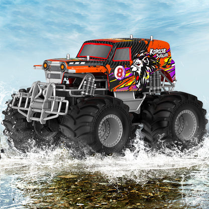 Amphibious Remote Control Car 2.4GHz 1:16 All Terrain Waterproof RC Monster Truck for Kids Pool Toys