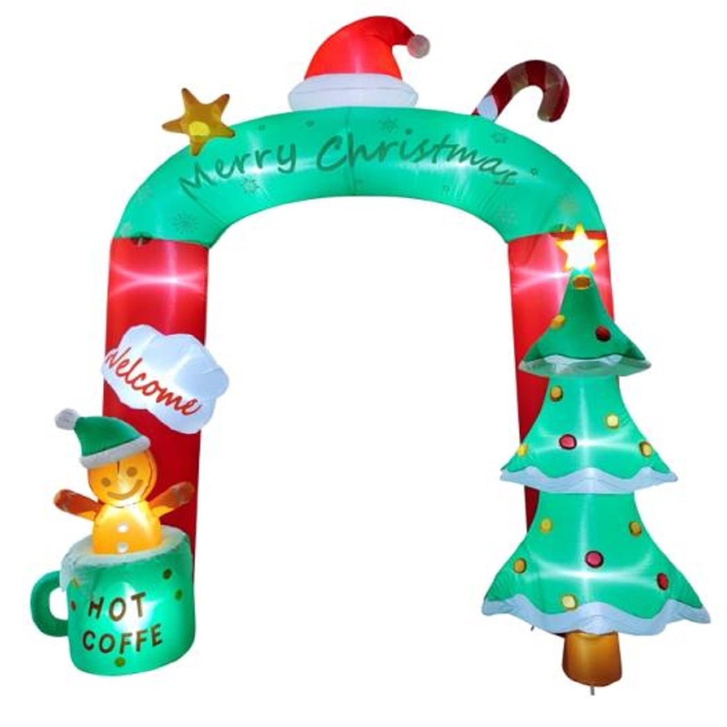 9 FT Christmas Inflatables Archway, Santa Claus & Gingerbread Man Archway for Outdoor, Lawn, Garden, Yard, Party Holiday Decorations