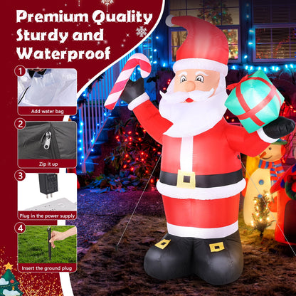 KALNUR 8 FT Christmas Inflatable Santa Claus Outdoor Decorations, Built-in LED Light, Xmas Outside Decor for Yard Garden Lawn