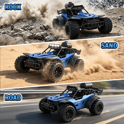 FAGINEY RC Cars with Spray Function 1:18 Off-Road Vehicle with LED Lights, 2 Batteries Included, Remote Control Toy Gift for Kids Adults, Blue