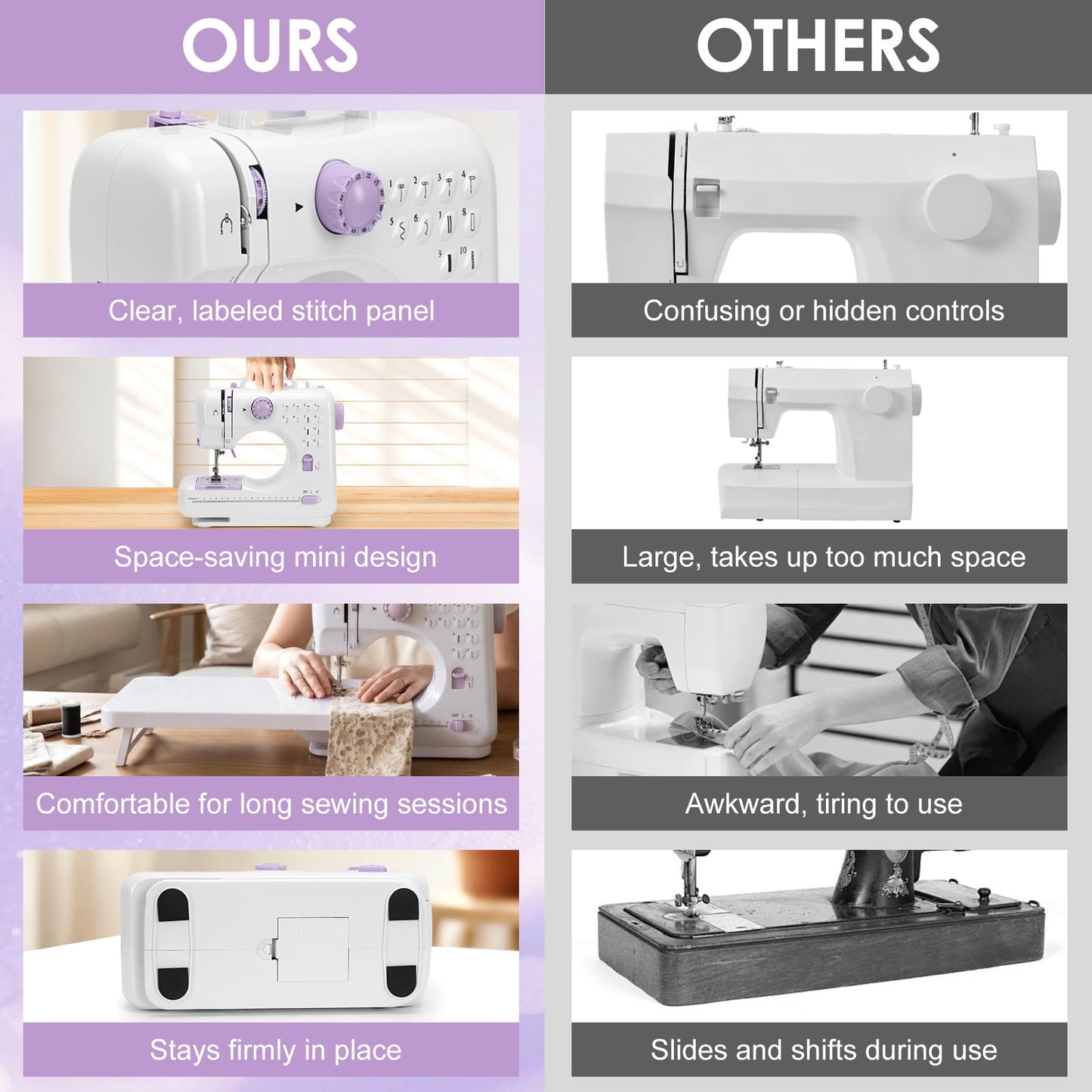 FAGINEY Portable Sewing Machine for Beginners with Extension table and Accessory Kit for Clothes Pillowcases Bed Sheets, 12 Stitches