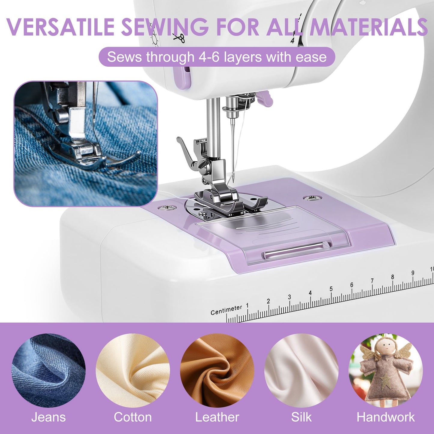 FAGINEY Portable Sewing Machine for Beginners with Extension table and Accessory Kit for Clothes Pillowcases Bed Sheets, 12 Stitches