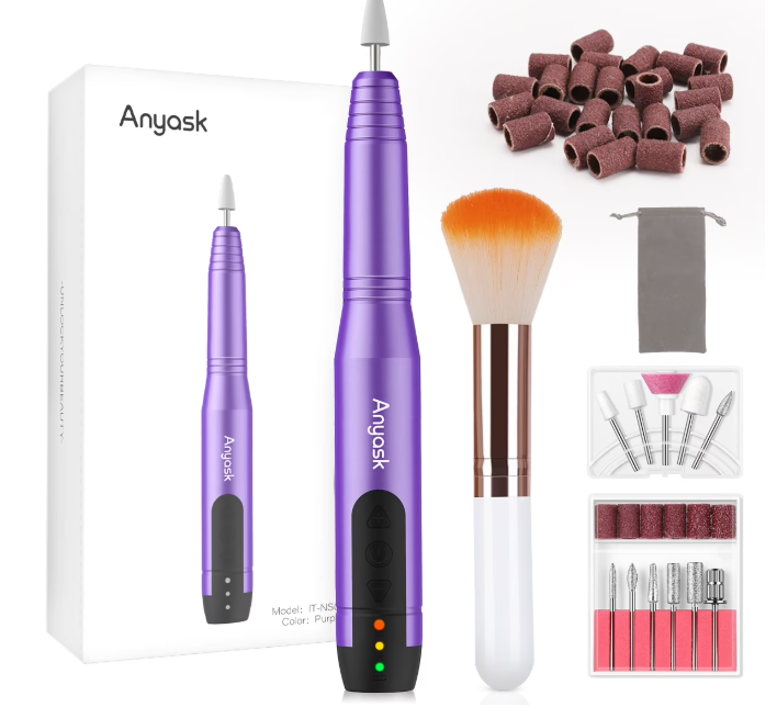 Portable Electric Nail File with 11 Nail Drill,Manicure Pedicure Polishing Tools for Home Salon Use