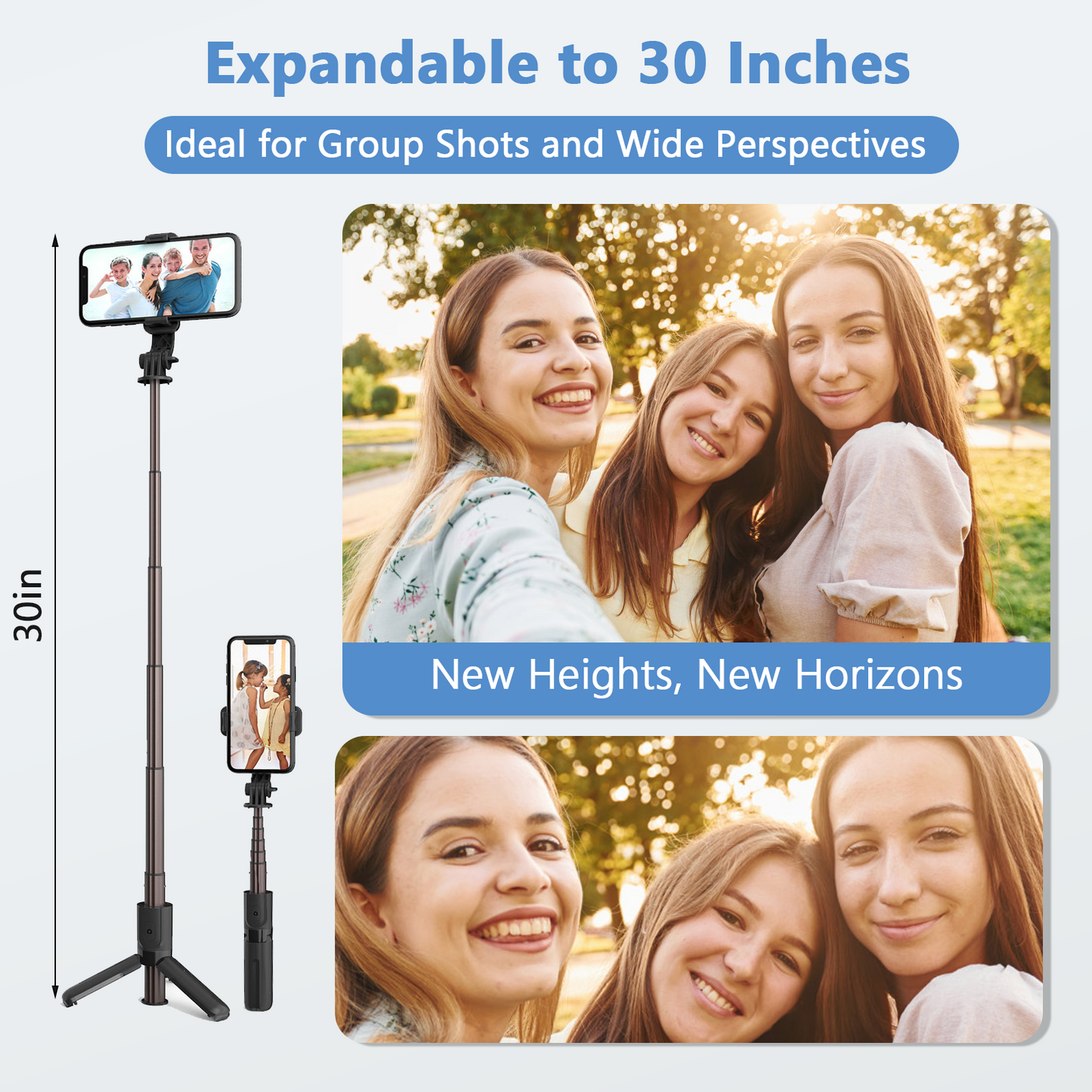 Selfie Stick Tripod with Remote, Smartphone Extendable Bluetooth Selfie Stick 360° Rotation Retractable Tripod for iPhone Android, Portable Phone Holder for Tiktok Vlog Live Video Record, Black