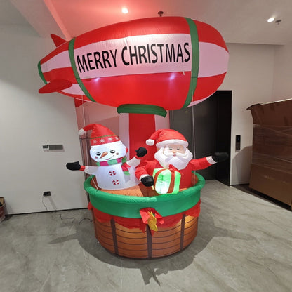 9ft Christmas Inflatables Santa Claus in Hot Air Balloon Decoration, Blow Up Outdoor Yard Decor, Built in LED Lights Holiday Inflatable Decoration for Party Garden Lawn