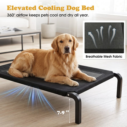 FAGINEY Cooling Elevated Dog Bed, Breathable Washable Mesh Raised Pet Cot with Anti‑Slip Feet, Portable for Indoor & Outdoor Use