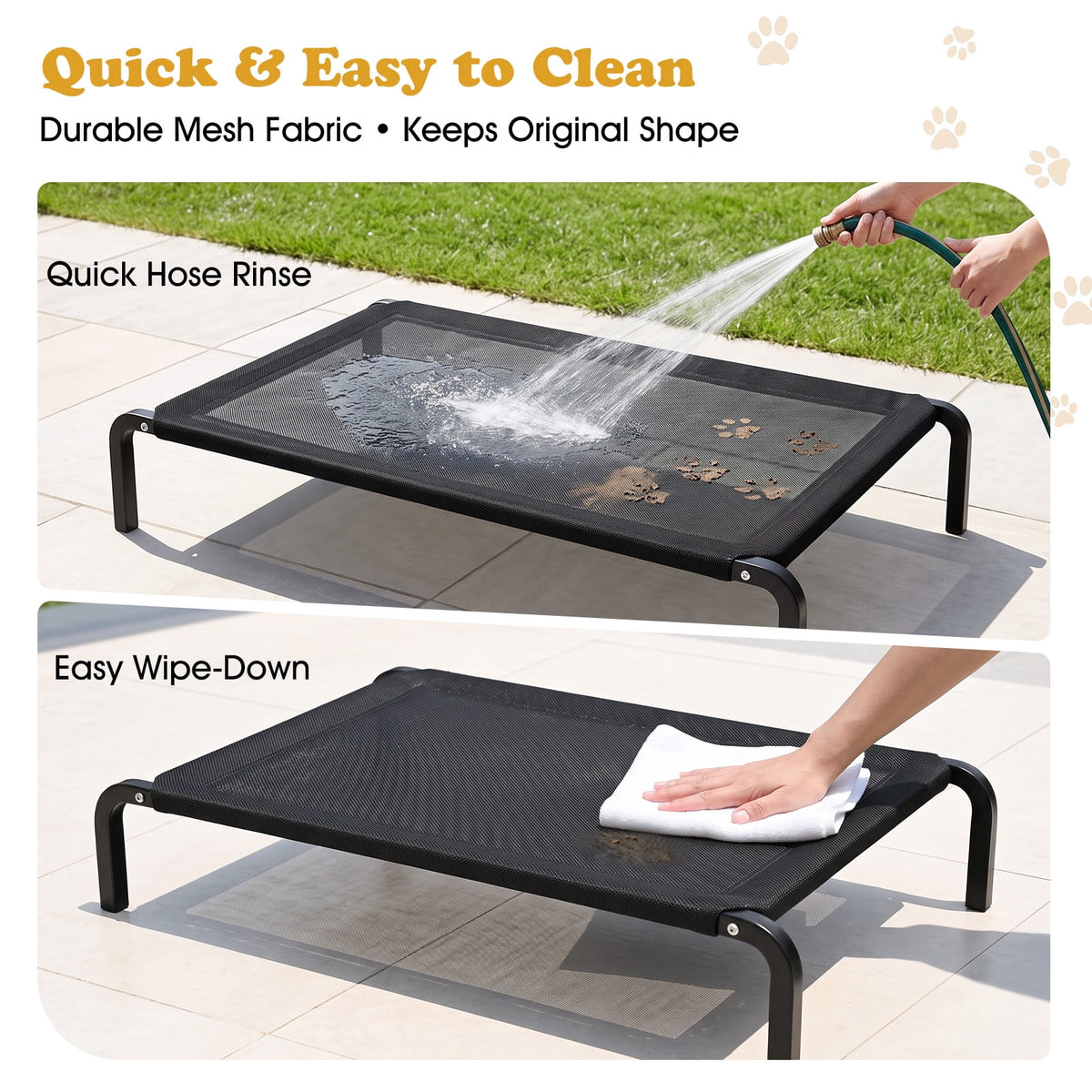 FAGINEY Cooling Elevated Dog Bed, Breathable Washable Mesh Raised Pet Cot with Anti‑Slip Feet, Portable for Indoor & Outdoor Use
