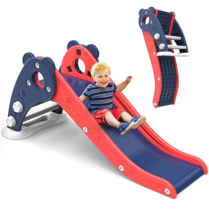 Crtynell 2024 Kids Slide for Toddlers Age 1-3 Indoor Baby Plastic climbing toys children's playground(Red+blue)