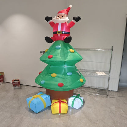 Crtynell 8ft Inflatable Christmas Tree Decoration LED with Santa Claus,Boxes Blow Up Yard Decoration