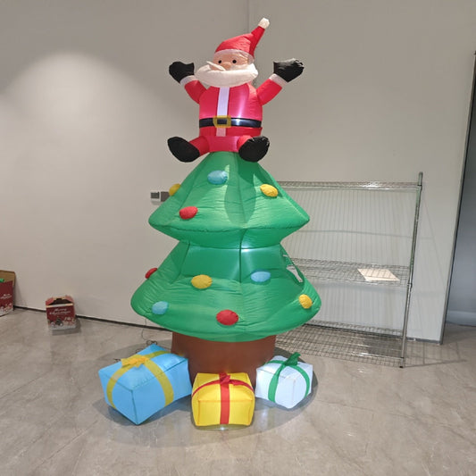 Crtynell 8ft Inflatable Christmas Tree Decoration LED with Santa Claus,Boxes Blow Up Yard Decoration