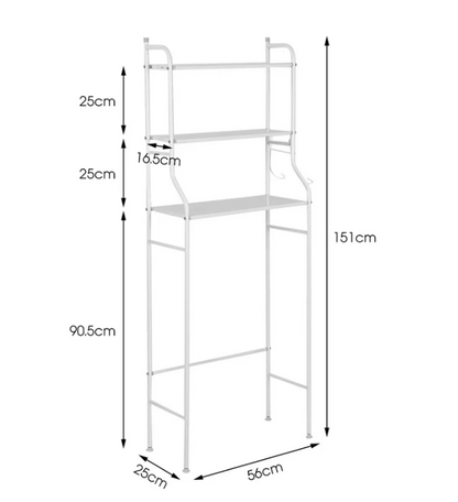 Over The Toilet Storage, 3-Tier Bathroom Storage Organizer, Bathroom Space Saver, Freestanding Corner Stand, Over Toilet Shelf, 22"W,White