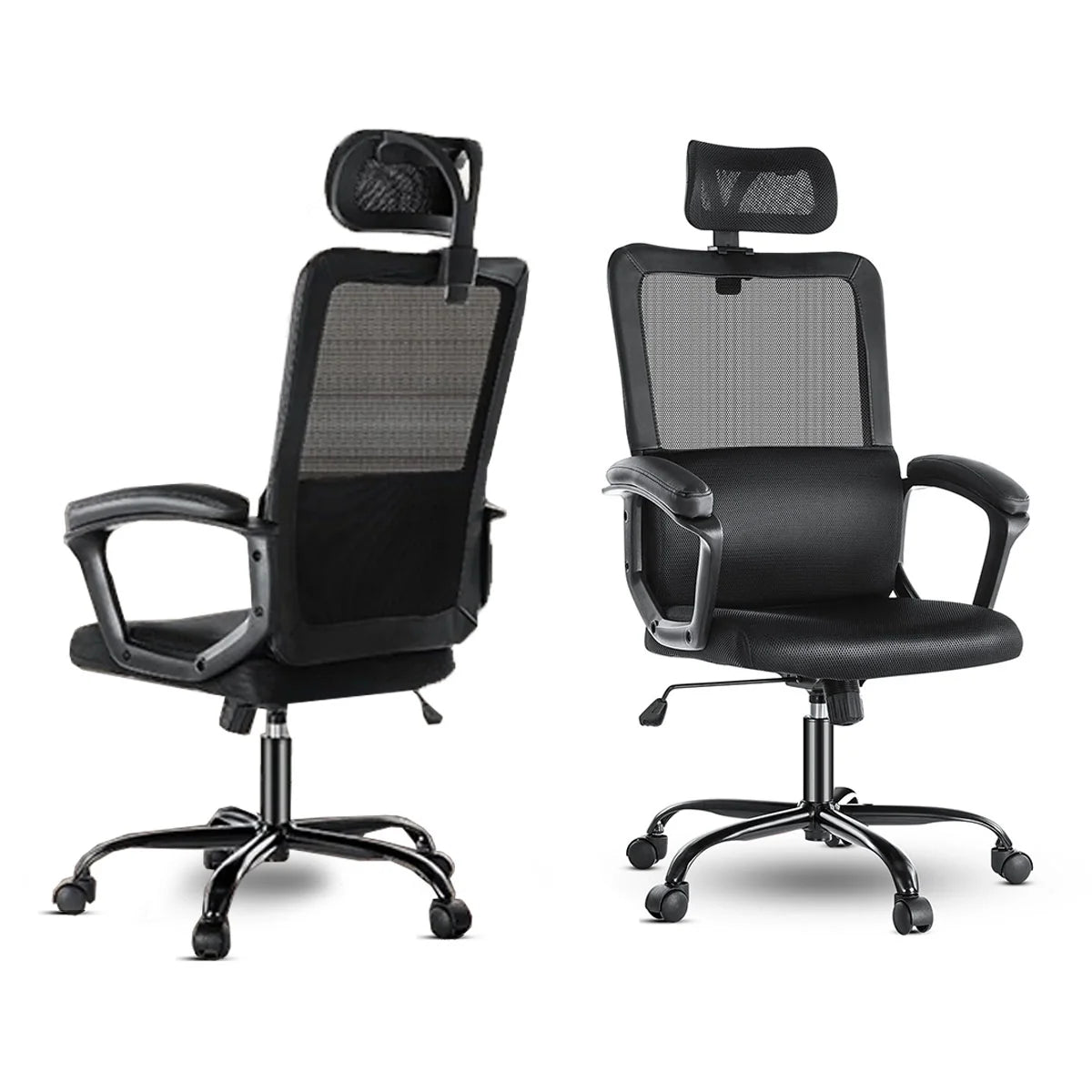 High Back Office Chair,Mesh Ergonomic Swivel Desk Chair Computer Chair with Lumbar Support for Home Office, Black